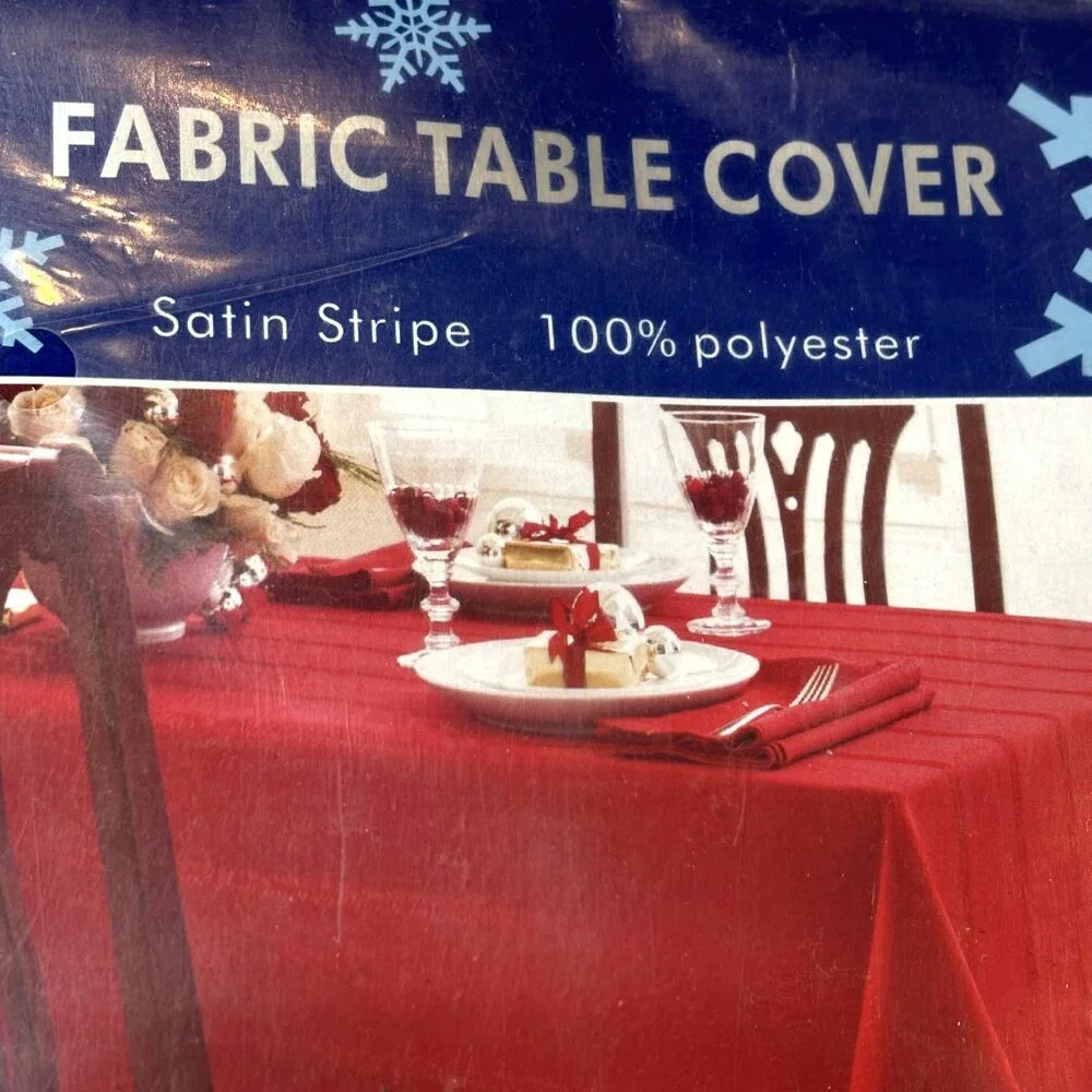 * Tablecloth Oblong 60 x 84” Satin Stripe Fabric Dark Gold Vintage NOS NWT